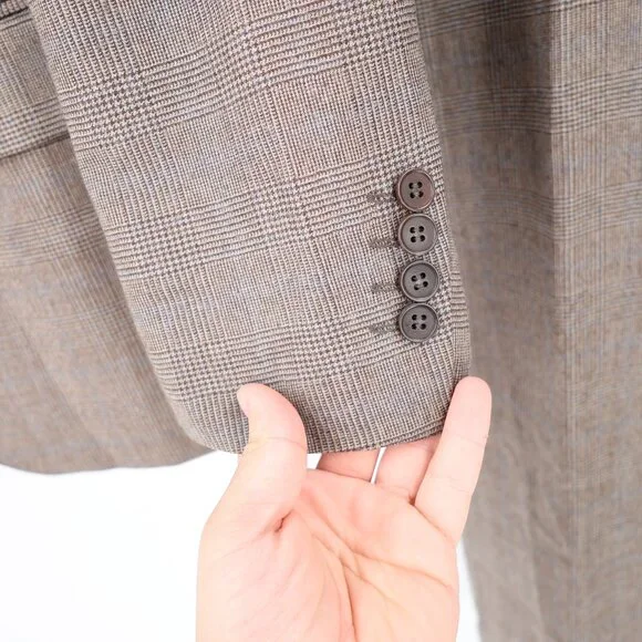 Zara Suit Mens 42 34x33 Single Breasted Two Button Straight Leg Two Piece Plaid
